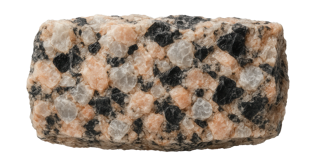 Granite with interlocking crystals of quartz, feldspar, and biotite