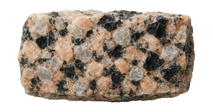 Granite with interlocking crystals of quartz, feldspar, and biotite