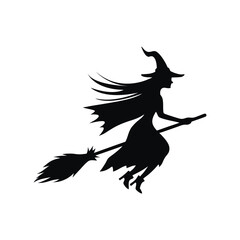 Mystical Flight – Witch Silhouette in Motion