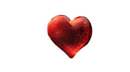 3D heart icon glowing red with glass-like texture, floating effect, PNG