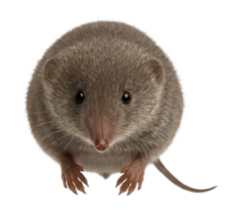American pygmy shrew with a tiny body, long snout, and gray-brown fur