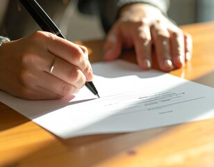 契約書に署名するビジネスパーソンの手元