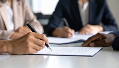 契約書に署名するビジネスパーソンの手元