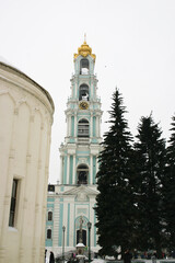 Bell tower of St. Michael's Cathedral in Sergiev Posad, Russia.