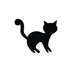 Obraz premium Elegant Black Cat Silhouette – Minimalist Pet Art for Home and Digital Decoration