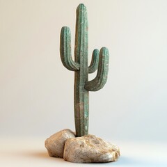 Desert Cactus on Rocks, Studio Shot, Decorative