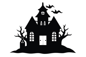 foggy haunted house vector icon