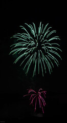 Fireworks explode over Lake Hartwell in Clemson, SC at the annual Fourth of July event in 2025. 