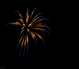 Fireworks explode over Lake Hartwell in Clemson, SC at the annual Fourth of July event in 2025. 
