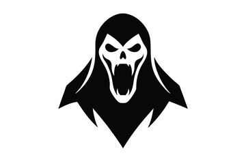 ghost face with fangs vector icon