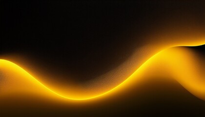 yellow orange glowing abstract color gradient wave shape on black grainy background copy space minimal banner header cover poster design glowing abstract shape yellow background
