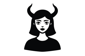 girl wearing spooky horns vector icon