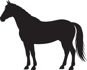 Obraz premium horse black silhouette vector, Simple silhouette Design vector icon with white background. Wild animal silhouette