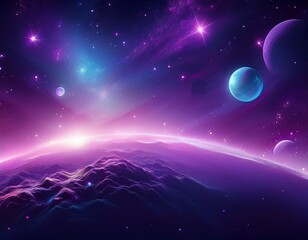 abstract background with stars purple space planet bokeh