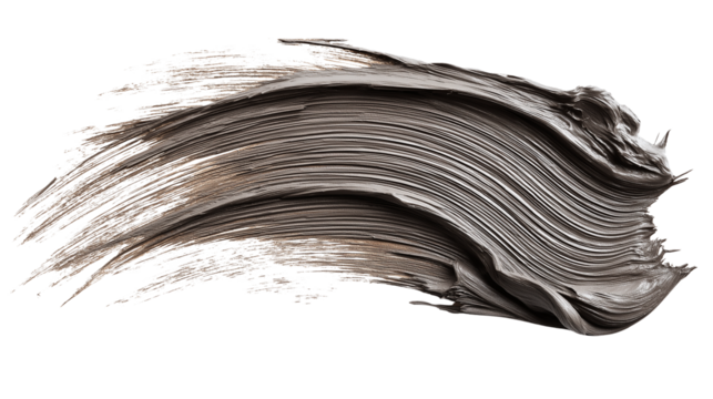 Smudge of brow pomade with creamy texture and angled brush lines, PNG