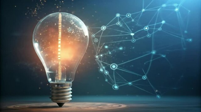 Lightbulb gears innovation technology networking idea concept creative solution future ai iot