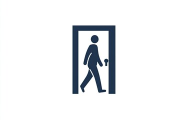 Person exiting door, interior.  Use  sign