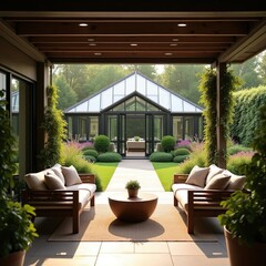 A sitting area adorned with a pair of elegant wicker deck chairs