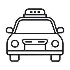 Taxi Icon – Minimal Black Flat Line Vector Illustration – Clean Urban Transport Symbol for Ride-Sharing Apps, City Travel, Mobility Services, and Transportation-Themed Graphic Projects

