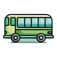 Flat line vector icon of a bus side view. Perfect for transport graphics, public transit maps, travel infographics, urban mobility designs, commute apps, and modern icon packs.