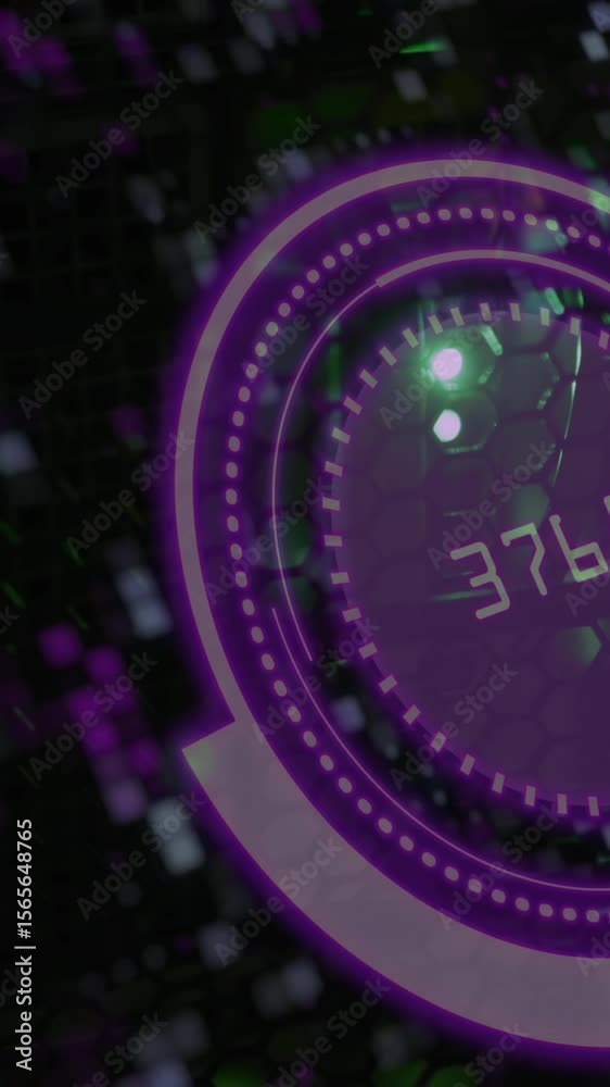 Poster animation of scope scanning with data processing over moving columns