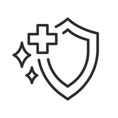 Fototapeta premium Sterile icon. Linear vector illustration. Medically sterilized. Simple symbols. Medical cross. Good hygiene sign. Antibacterial property.