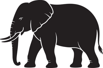 Fototapeta premium elephant black silhouette vector, Simple silhouette Design vector icon with white background. Wild animal silhouette