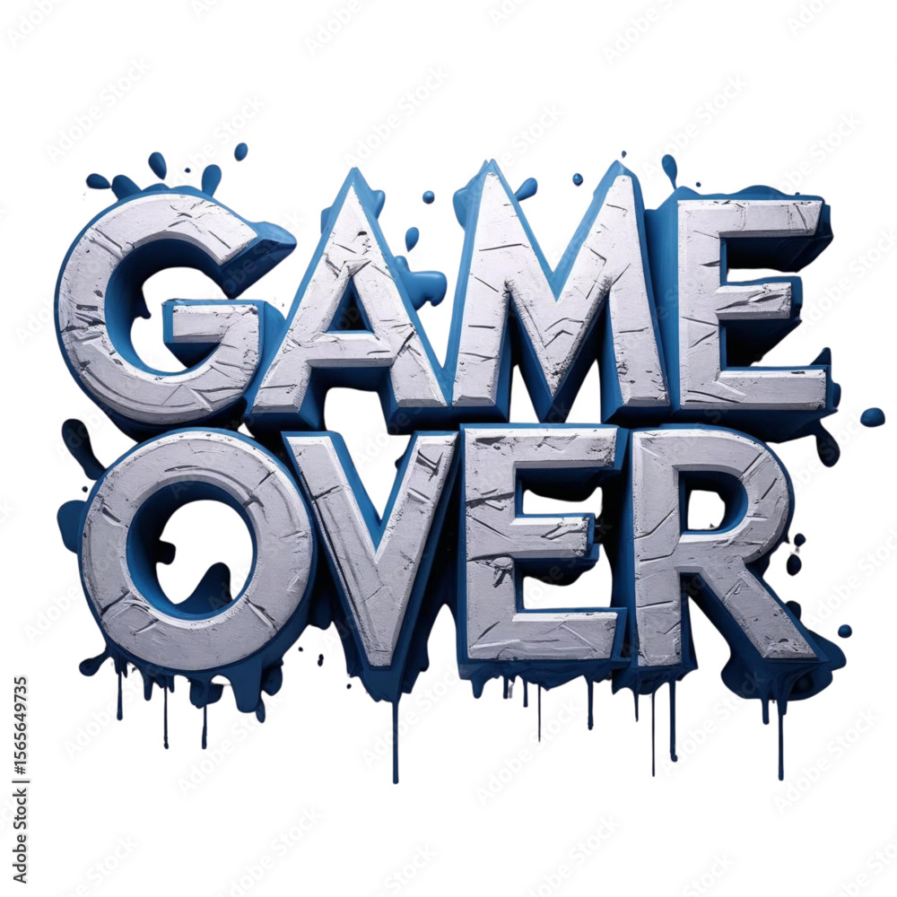 Fototapete downloadable game over screen graphic element for video game design and digital artwork with white l