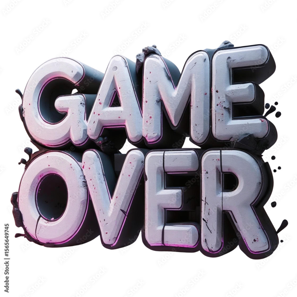Fototapete illustration of game over text with grunge texture for gaming and esports related designs and conten