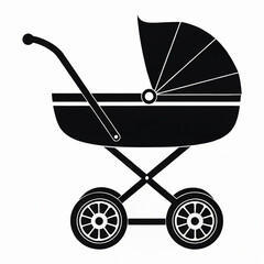 Baby carriage silhouette. Baby carriage Stroller vector illustration. Baby buggy, baby carriage clip art. stroller vector baby transport, pram icon