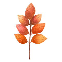 Autumn branch with orange leaves on a white background. Hand-painted in watercolor style, perfect for seasonal decor, prints, and botanical compositions.