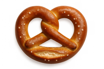 Soft pretzel with salt crystals, isolated on transparent background, ideal for food-related projects