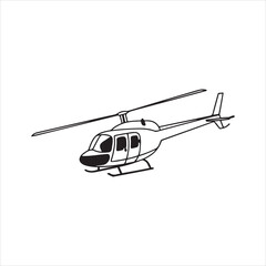 Simple Black and White Helicopter Icon Silhouette for Design and Aviation Themes