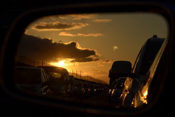 sunset on the road
