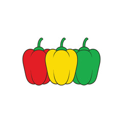 Trio of colorful bell peppers red yellow green Vector illustration