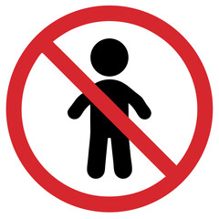 No children sign, prohibition symbol, red circle, safety concept