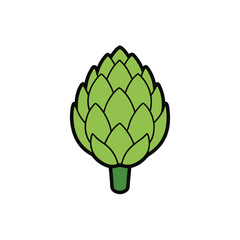 Artichoke fresh vegetable with layered green petal texture Vector illustration