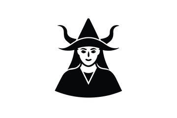witch with horns vector icon