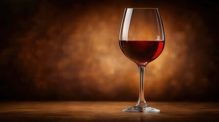 Elegant crystal goblet filled with fine red wine in a classic setting
