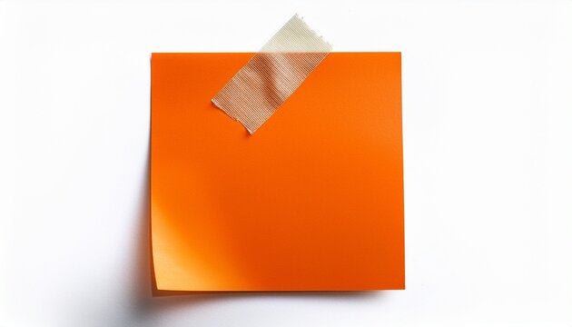 orange sticky note with duct tape isolated on white or transparent