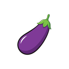 Juicy eggplants with shiny purple skin fresh veggie design Vector illustration