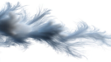 Obraz premium Stretchy cirrus cloud trail with feather-like texture, isolated on transparent background