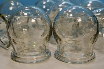 Glass medical cups for medical purposes, rehabilitation, increasing blood flow