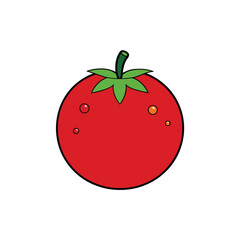 Juicy tomato with water droplets realistic clean vector layout Vector illustration