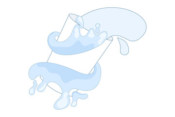 Milk and Glass Cartoon. full or empty container with milk splash, Milk drops and splashes. Premium Vector Food and Drink Icon Concept Isolated. Design Vector Illustration.