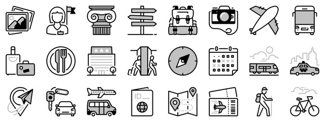 Icons in two tones about travel