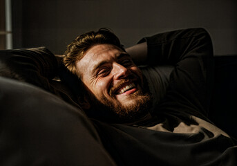 Fototapeta premium Man chilling on the sofa.