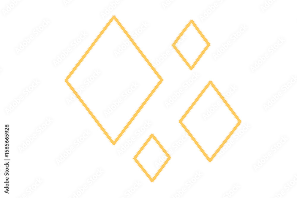 Aufkleber Four golden rhombus shapes of various sizes are elegantly arranged on a transparent background, creating a dynamic and visually appealing composition