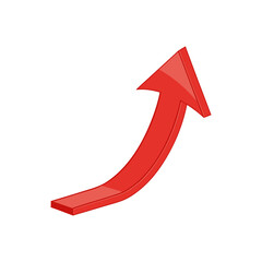Red arrow pointing up on a white background, symbolizing business growth and success