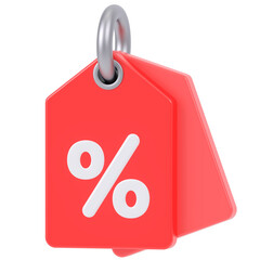  Discount Tag 3d render icon in cartoon plastic style minimal isolated on transparent white...